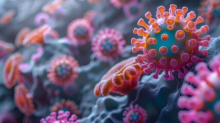 Aufkleber - Microscopic View of Novel Coronavirus Causing Global COVID 19 Pandemic