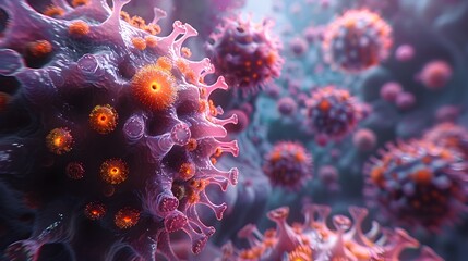 Aufkleber - Microscopic View of Viral Pathogen Causing Global Health Crisis