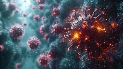 Aufkleber - Microscopic Viral Outbreak Causing Global Healthcare Crisis and Societal Upheaval