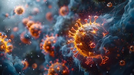 Aufkleber - Microscopic Viral Outbreak Navigating the Pandemic Landscape