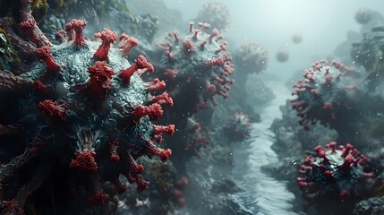 Aufkleber - Microscopic Viral Outbreak Tackling the Global Health Crisis with Science and Resilience
