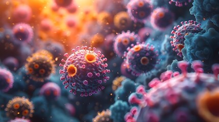 Aufkleber - Microscopic Viral Particles Causing Global Health Crisis