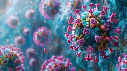 Aufkleber - Microscopic Viral Structure at the Heart of the Global Pandemic Crisis