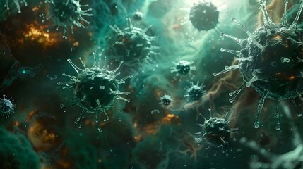 Poster - Microscopic Virus Cells and Pandemic Outbreak Abstract