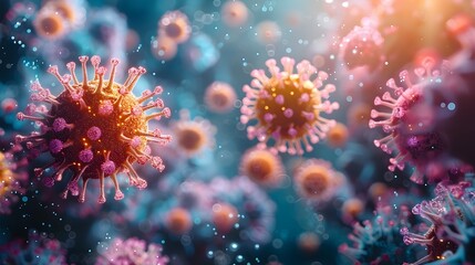 Aufkleber - Microscopic Visualization of Threatening Coronavirus Outbreak and Pandemic Research for Global Health