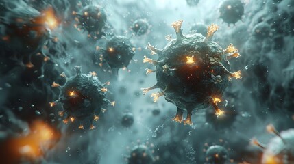 Aufkleber - Microscopic Visualization of Viral Outbreak A Digital of the Pandemic