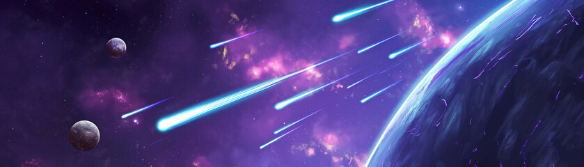 Wall Mural - image of a shooting star or meteorite from outer space
