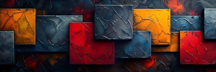 Aufkleber - Striking Geometric Abstract Composition with Contrasting Colors and Textures