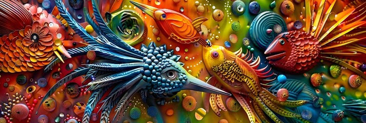 Poster - Vibrant and Captivating Digital Artwork with Intricate Patterns and Fluid Organic Forms
