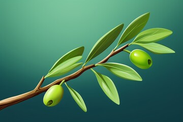 Wall Mural - a green olives on a branch