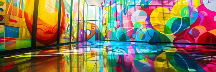 Aufkleber - Vibrant and Surreal Underwater World of Fluid Motion and Prismatic Reflections