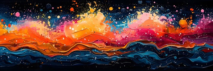 Wall Mural - Vibrant Cosmic Explosion of Color and Light in the Ethereal Depths of the Universe