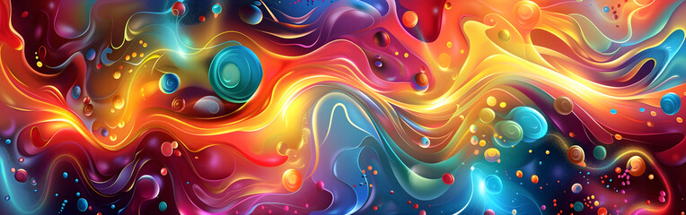 Poster - Vibrant Cosmic Swirls of Prismatic Energy and Ethereal Luminescence