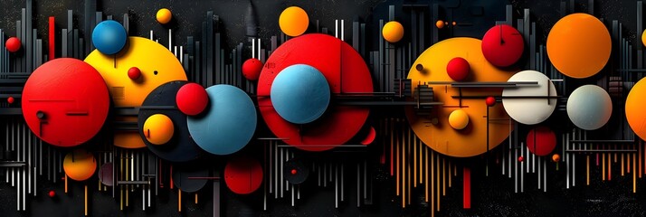 Aufkleber - Vibrant Geometric Shapes Colliding in a Dynamic Digital Composition