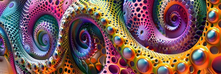 Poster - Vibrant Kaleidoscopic Fractals Spiral into a Mesmerizing Psychedelic Dreamscape