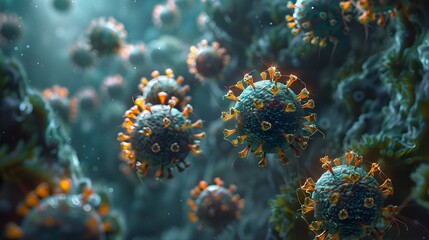 Aufkleber - Vibrant Microscopic Patterns of Intricate Viral Structures