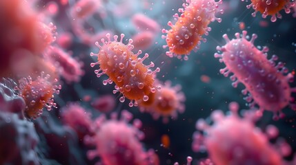 Aufkleber - Vibrant Microscopic Viral Structures Amidst a Colorful Digital Backdrop