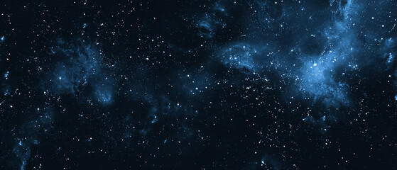 blue nebula space galaxy wide background with stars
