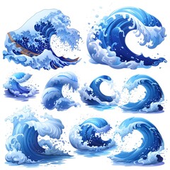 Poster - Depiction of Powerful Ocean Waves with Vibrant Motion and Swirling Spray