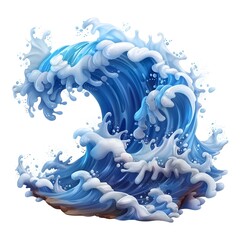 Poster - Powerful Oceanic Surge Dramatic 3D Cartoon Wave with Swirling Motion and Fluid Textures