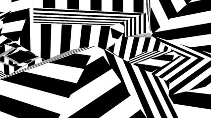 Wall Mural - Black and white stripes. Computer generated 3d render