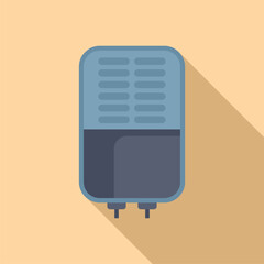 Poster - flat design icon of a contemporary dehumidifier appliance with long shadow, on a beige backdrop