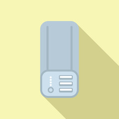 Poster - Minimalist flat design vector illustration of a wireless router with a soft shadow on a yellow background