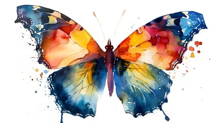Poster - Vibrant Watercolor Butterfly in Ethereal Isolation