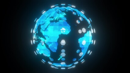 Poster - Triangles digital earth. Computer generated 3d render