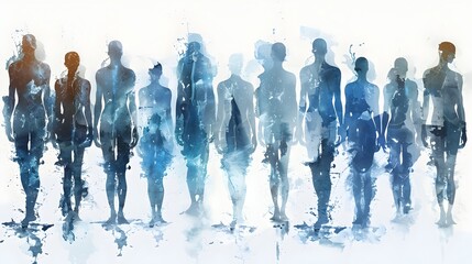 Aufkleber - Abstract Silhouetted Figures on Minimalist White Background