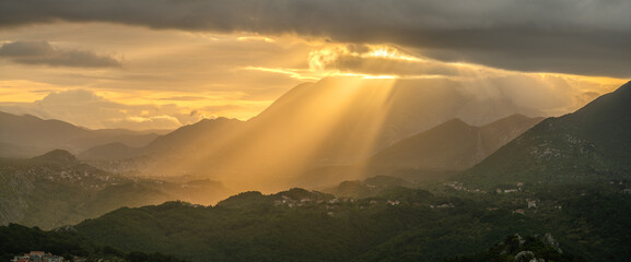 Wall Mural - spectacular sunrise over the biokovo mountain massif