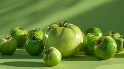 Wall Mural - A Cluster of Green Tomatoes