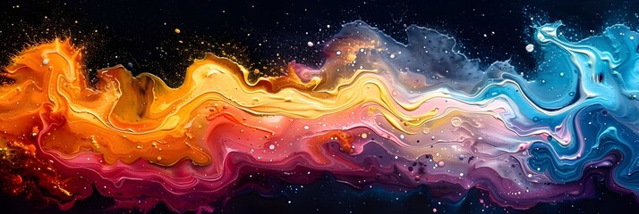 Wall Mural - Cosmic Eruption of Vibrant Fluids Ethereal Abstract Swirls of Fiery Light and Glowing Energy across the Celestial Canvas