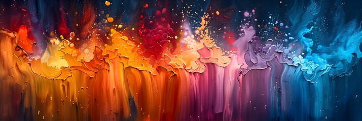 Poster - Explosive Cosmic Blaze of Vibrant Abstract Art and Fiery Galactic Energy