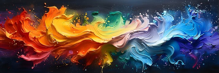 Poster - explosive spectrum of vibrant colors in fluid motion and cosmic transformation