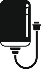 Poster - Vector illustration of a black external hard drive icon with usb cable, representing storage device for computer, data backup and secure data transfer technology