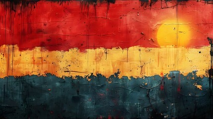 Poster - The Glowing Sunset Landscape A Vibrant Moody Digital Painting of a Dramatic Sky and Scenery