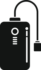 Poster - Vector illustration of a power bank icon, featuring a usb cable, in a stark black silhouette