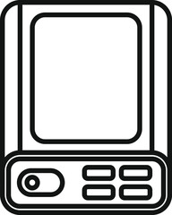 Poster - black line art illustration of a classic handheld gaming device