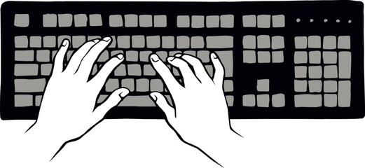 Poster - Hands on the keyboard. Vector drawing