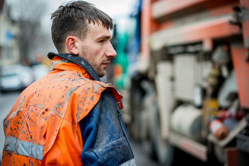 Local service workers cleaning reusing trash garbage saving planet from pollution recycling plant fabric Generative AI