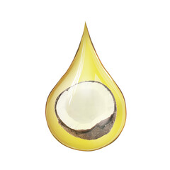 Wall Mural - Cooking oil drop with coconut inside isolated on white
