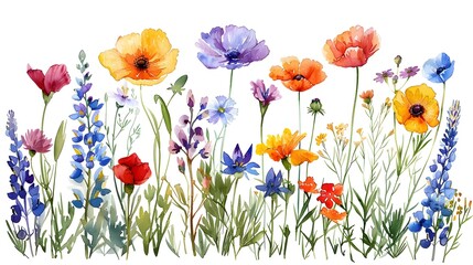 Poster - Vibrant Floral Meadow with Colorful Wildflowers in Bloom