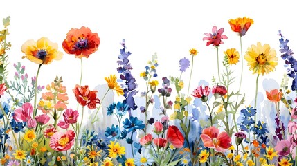Poster - Vibrant Meadow of Blooming Wildflowers in Spring and Summer Season