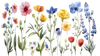Poster - Vibrant Watercolor Flower Bouquet in Springtime Garden