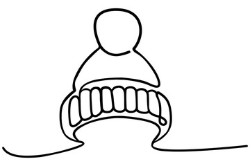 Wall Mural - Winter hat, continuous one line drawing. Vector illustration