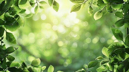 Wall Mural - A green leafy tree with a bright sun shining through the leaves