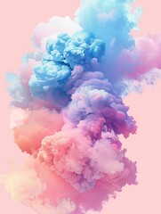 Wall Mural - Pink background, a colorful cloud, generated with AI