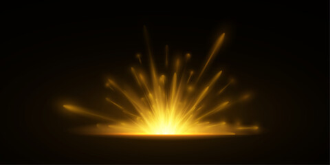 Aufkleber - The effect of a golden flash of a special solar lens on a transparent background. Light blur effect. Vector illustration 10 EPS