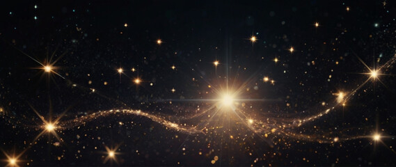 Wall Mural - Abstract light magic luxury background with stars cosmos on the black background